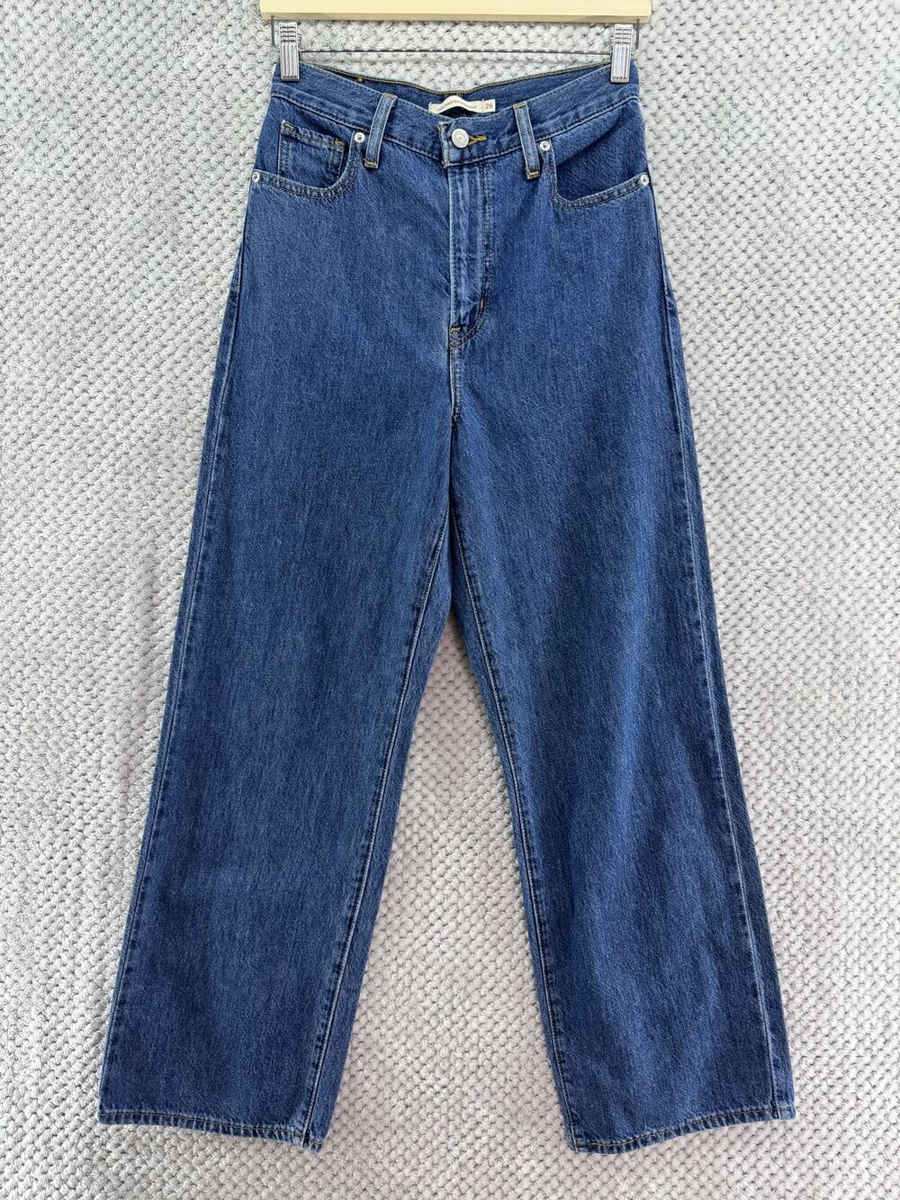Levis High Waisted Jeans Womens 26 Blue Cotton Hemp Blend 28" inseam